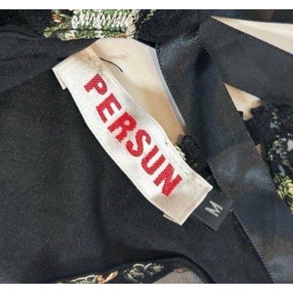 Persun Size M Black Mesh Long Sleeve Blouse Floral Embroidery Cotton Blend Lined - Picture 8 of 13